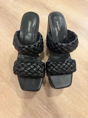 Nine West Black Braided Wedges